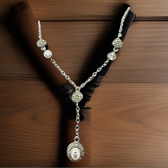 Vintage Judith Jack Sterling Silver Art Deco Style Necklace - Picture 1 of 3